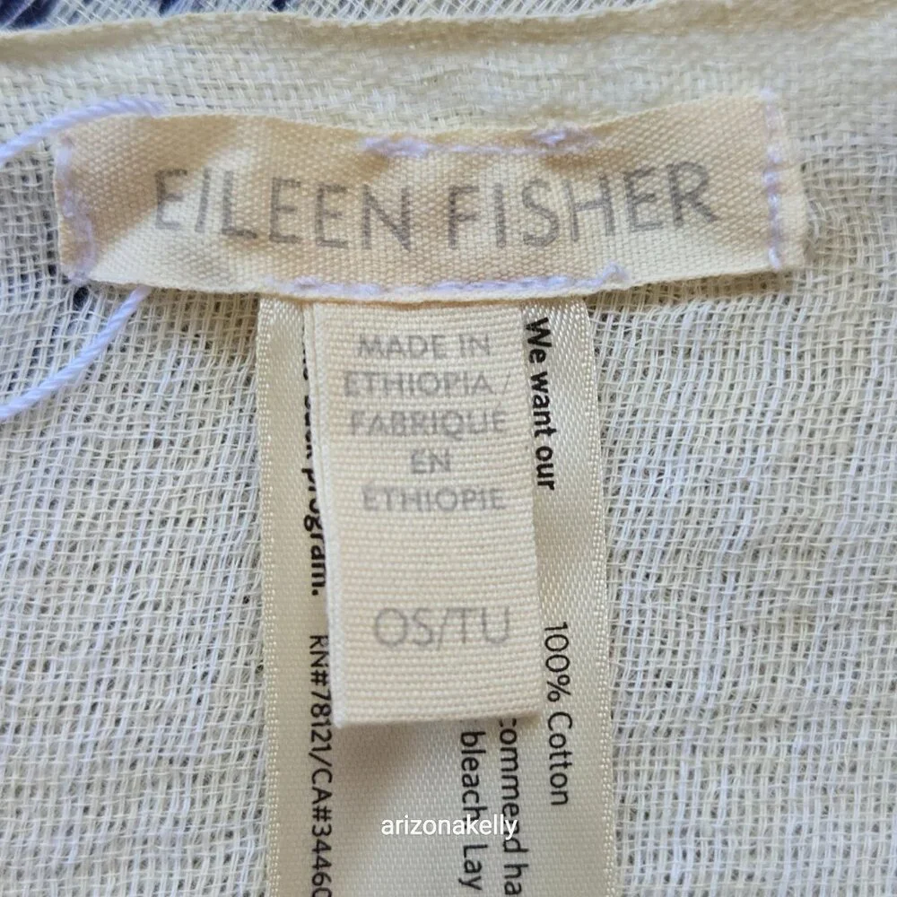 NWT Eileen Fisher Handloomed Ethiopian Artisan Cotton Scarf